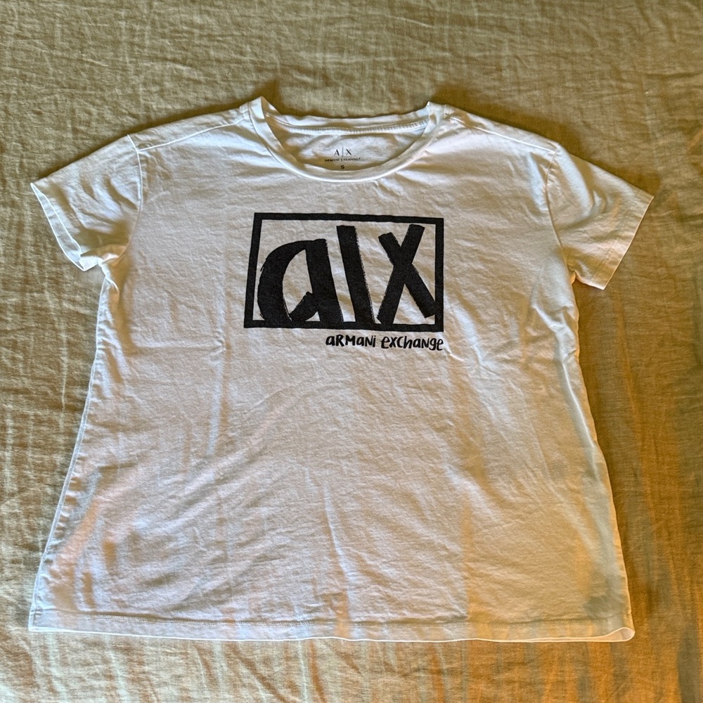 Armani Exchange White Tee with Black Logo